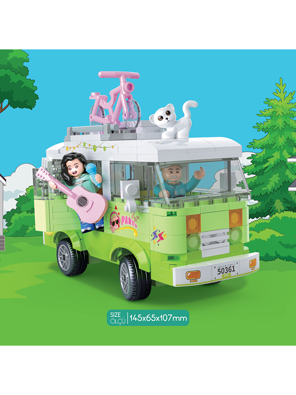 Eğitici Bloklar Işıklı Yeşil Karavan 304 Parça Yapı Seti-1