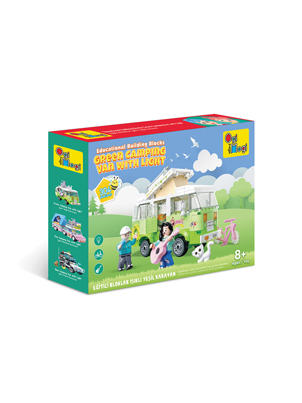 Eğitici Bloklar Işıklı Yeşil Karavan 304 Parça Yapı Seti-2