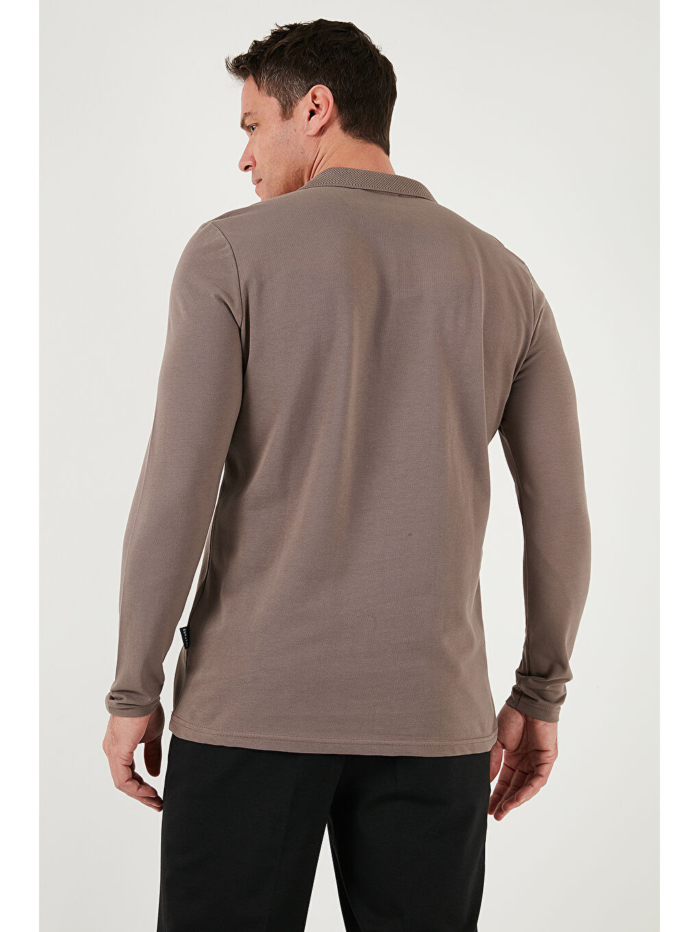 Kahverengi Pamuklu Slim Fit Yarım Fermuarlı Polo Yaka Erkek Sweat 5903010-4