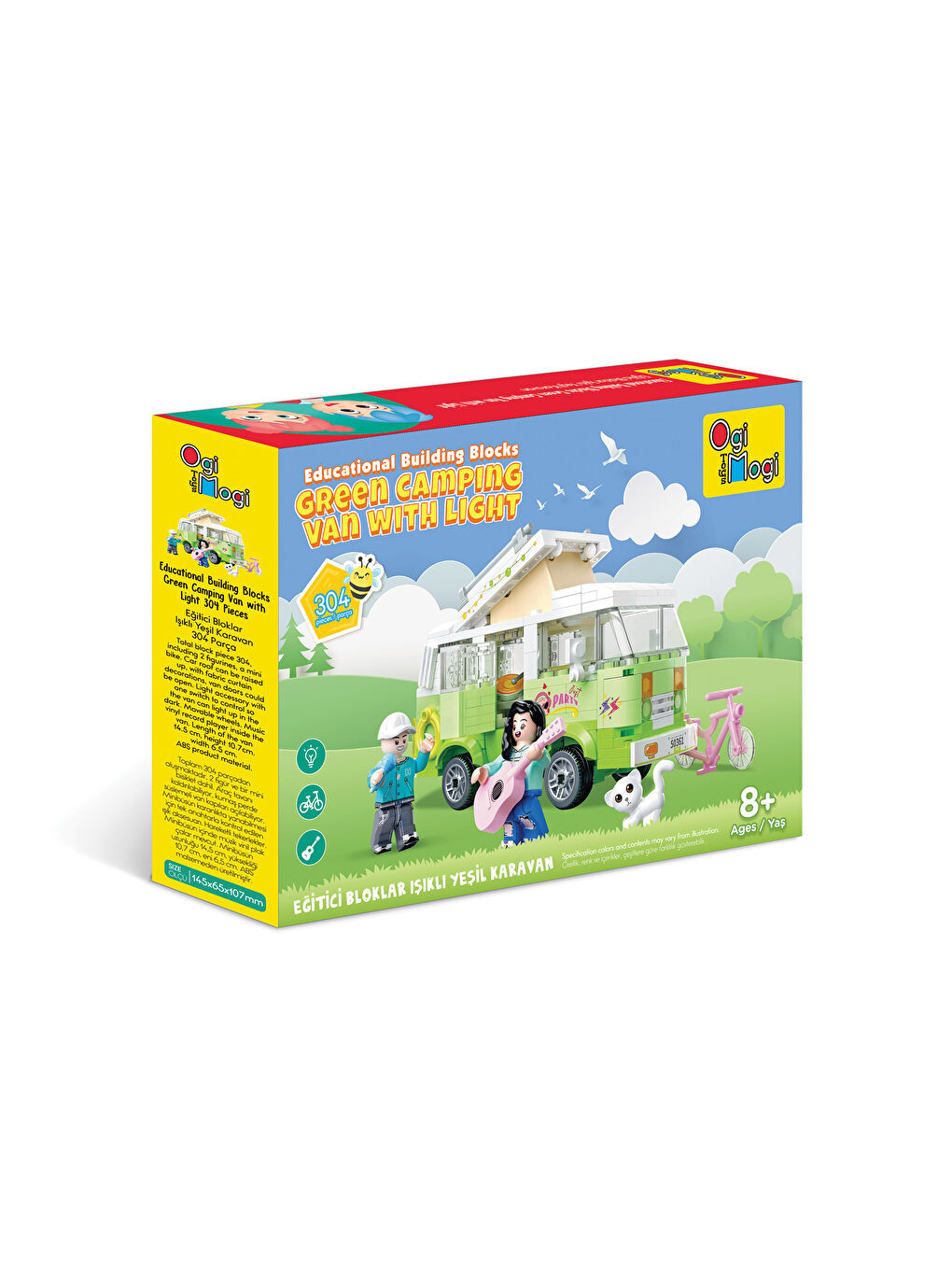 Eğitici Bloklar Işıklı Yeşil Karavan 304 Parça Yapı Seti-3