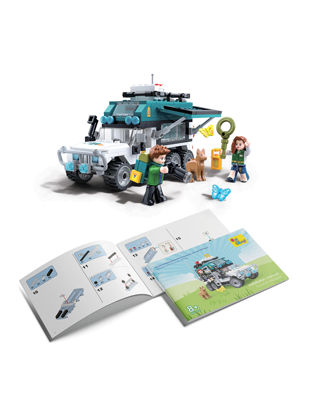 Eğitici Bloklar Işıklı Mavi Karavan 298 Parça Yapı Seti-3