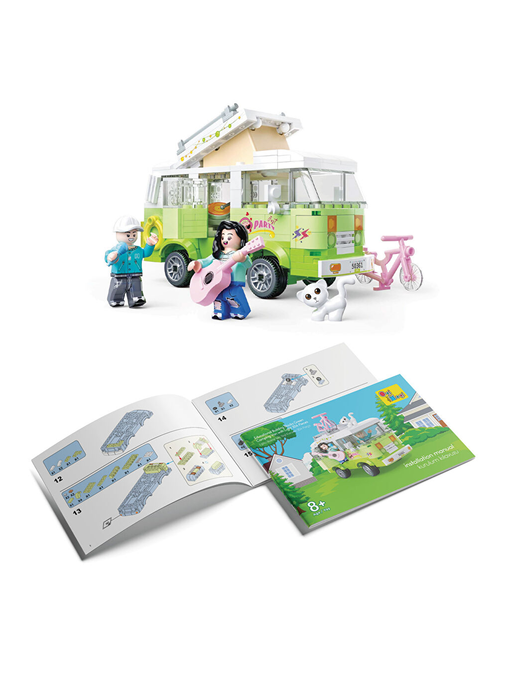 Eğitici Bloklar Işıklı Yeşil Karavan 304 Parça Yapı Seti-5