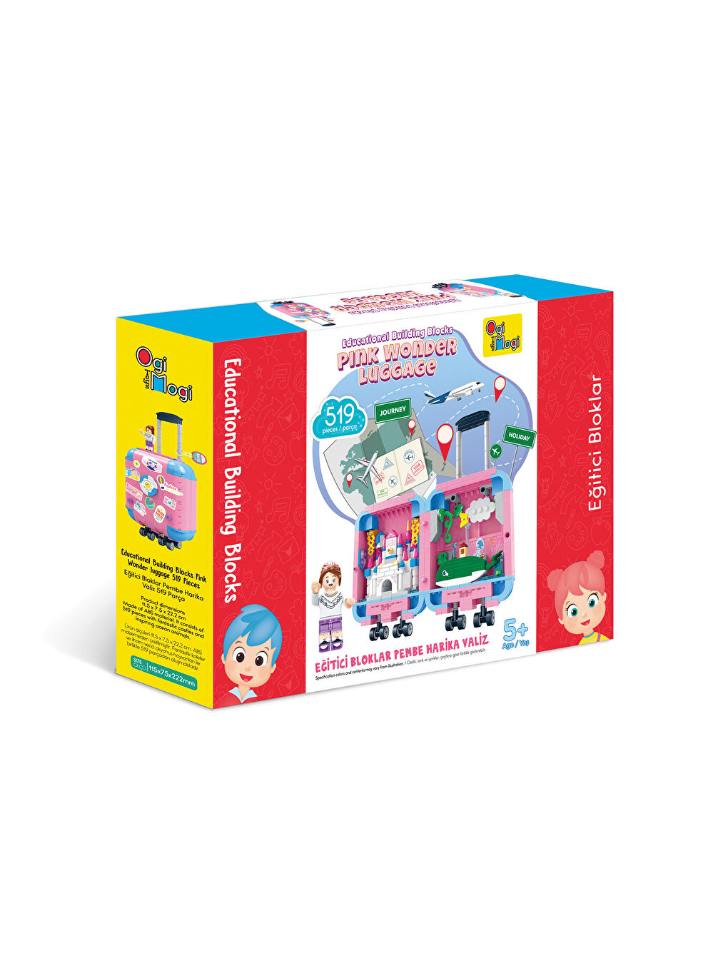 Eğitici Bloklar Pembe Valiz 519 Parça Yapı Seti-3