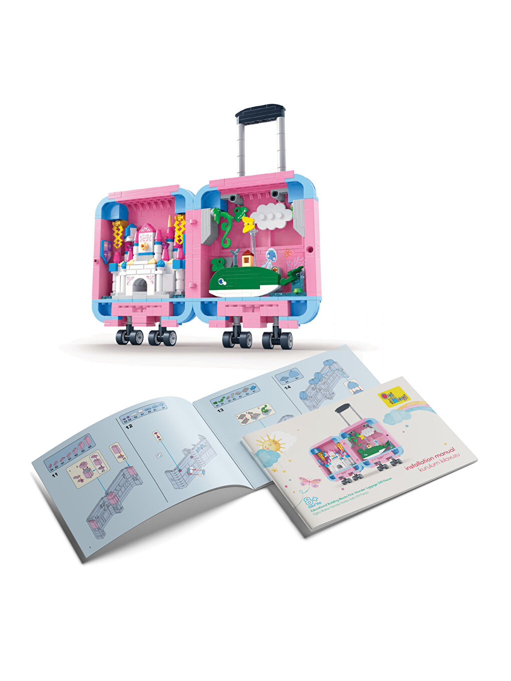 Eğitici Bloklar Pembe Valiz 519 Parça Yapı Seti-5