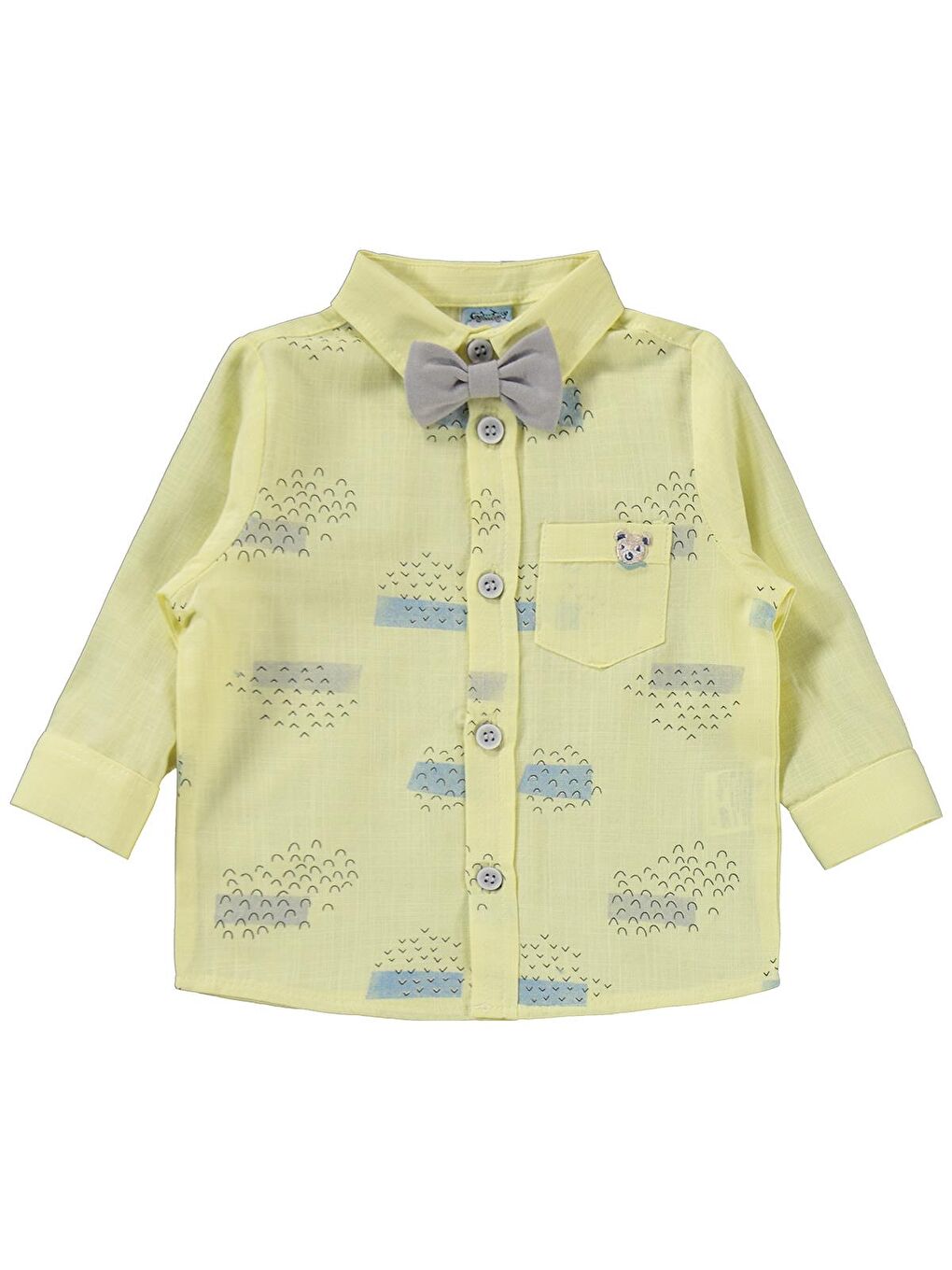 Lüks Tekstil Papyonlu Hırka 3 Lü 6-18 Ay Takım - Sarı-1