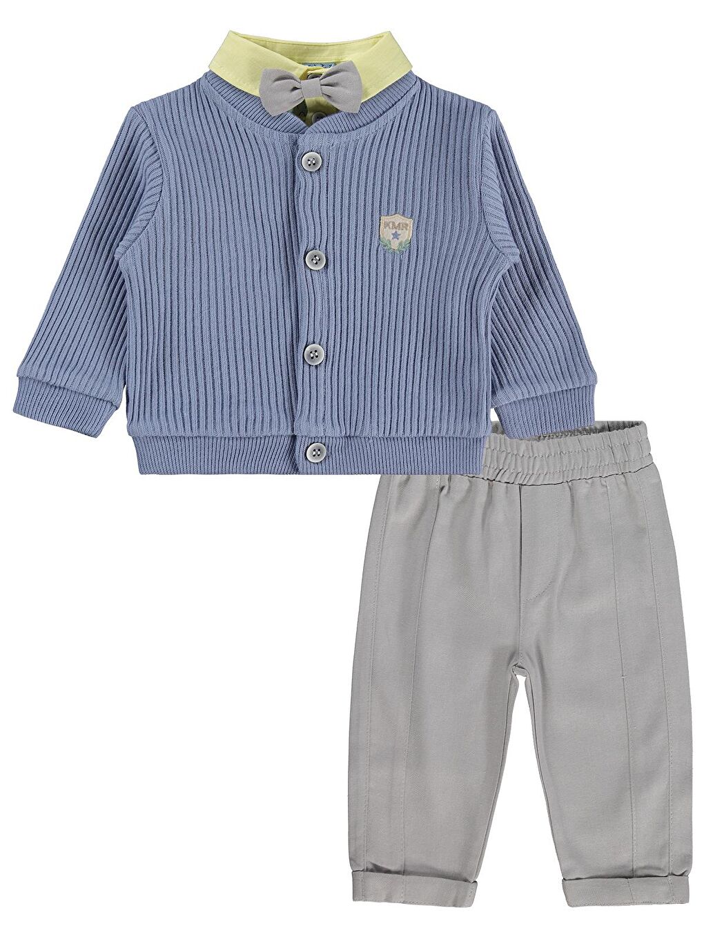 Lüks Tekstil Papyonlu Hırka 3 Lü 6-18 Ay Takım - Sarı-3