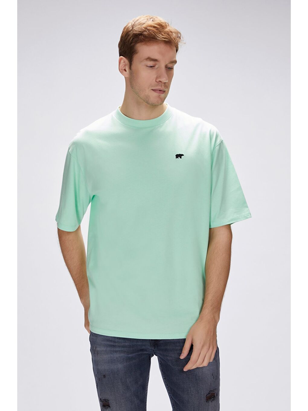 Damon Yeşil Erkek Oversize Tişört-1