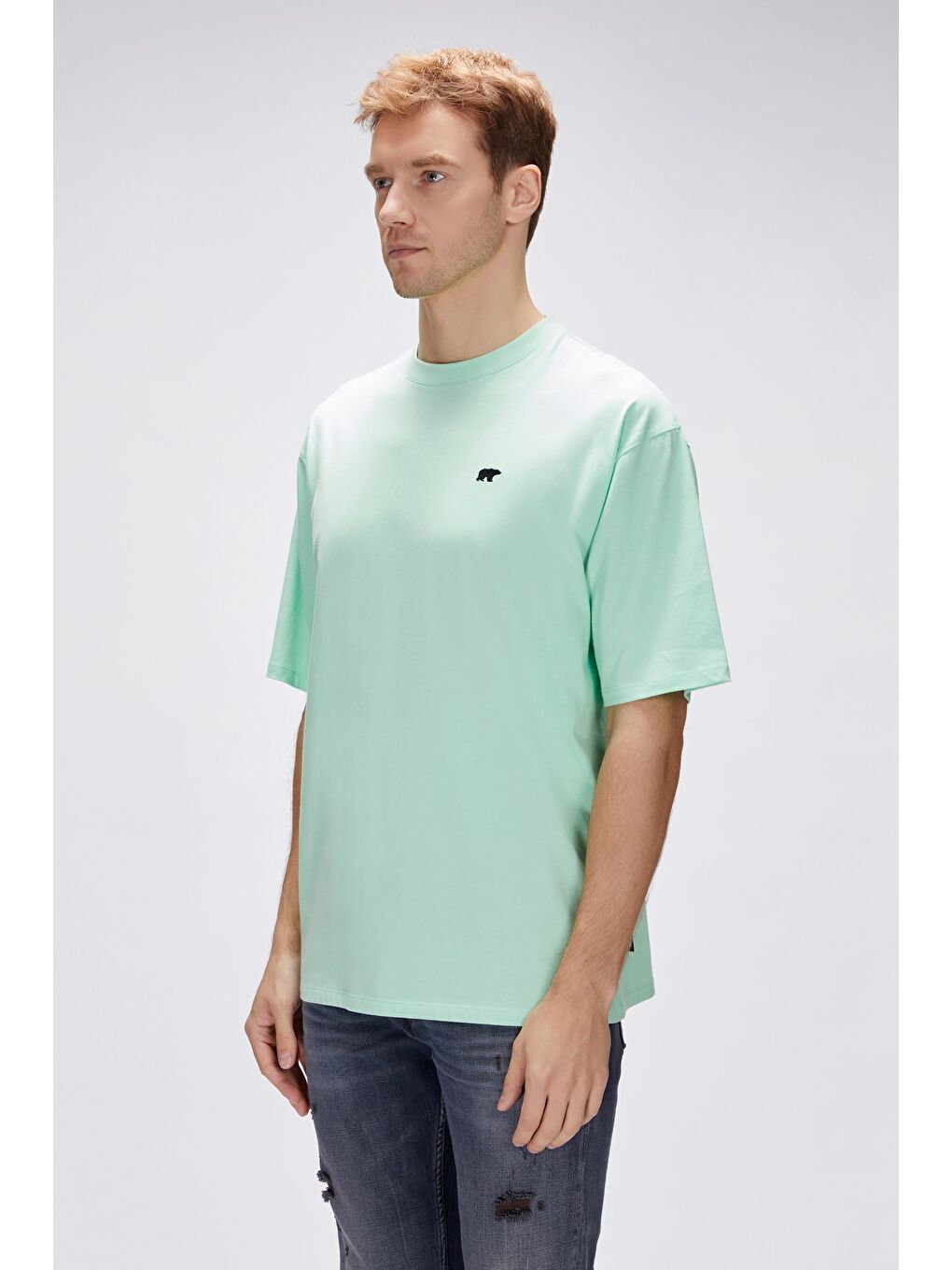 Damon Yeşil Erkek Oversize Tişört-2