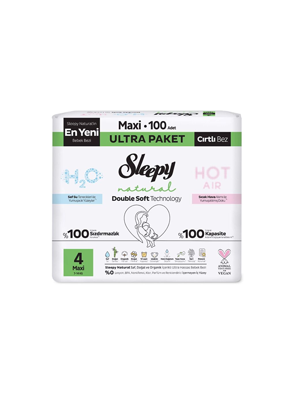 Natural Double Soft Ultra Paket Bebek Bezi 4 Numara Maxi 100 Adet-1