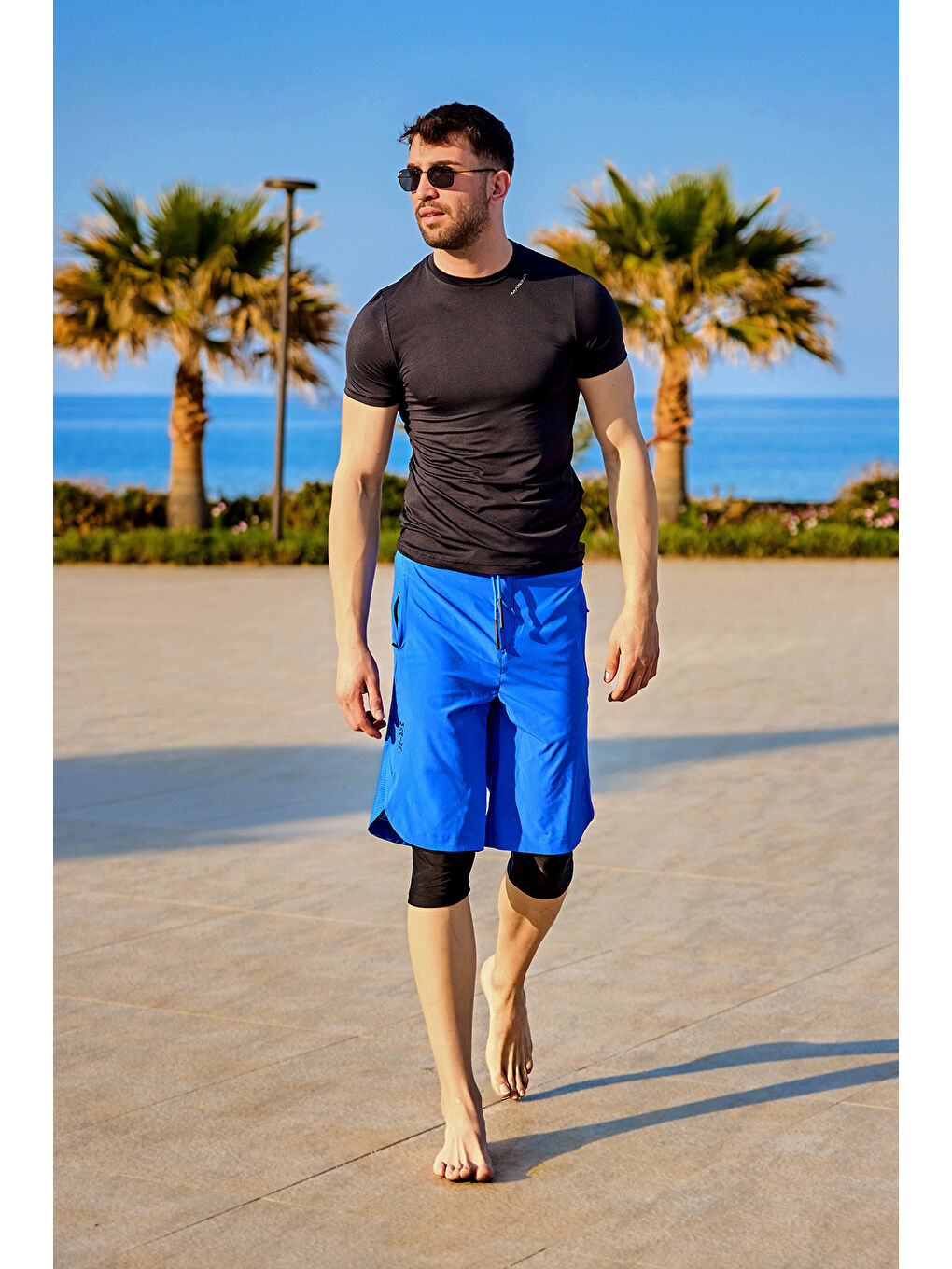 Mavi Saks İç Taytlı, Hızlı Kuruyan, UPF50+ Korumalı Erkek Şort S2505-2-1