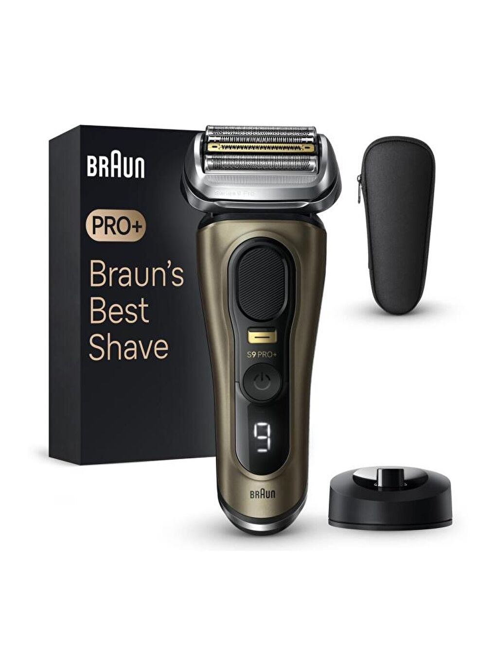 Braun Series 9 PRO+ Elektrikli Tıraş Makinesi, Şarj Standı, Islak ve Kuru, 9519s, Altın Rengi