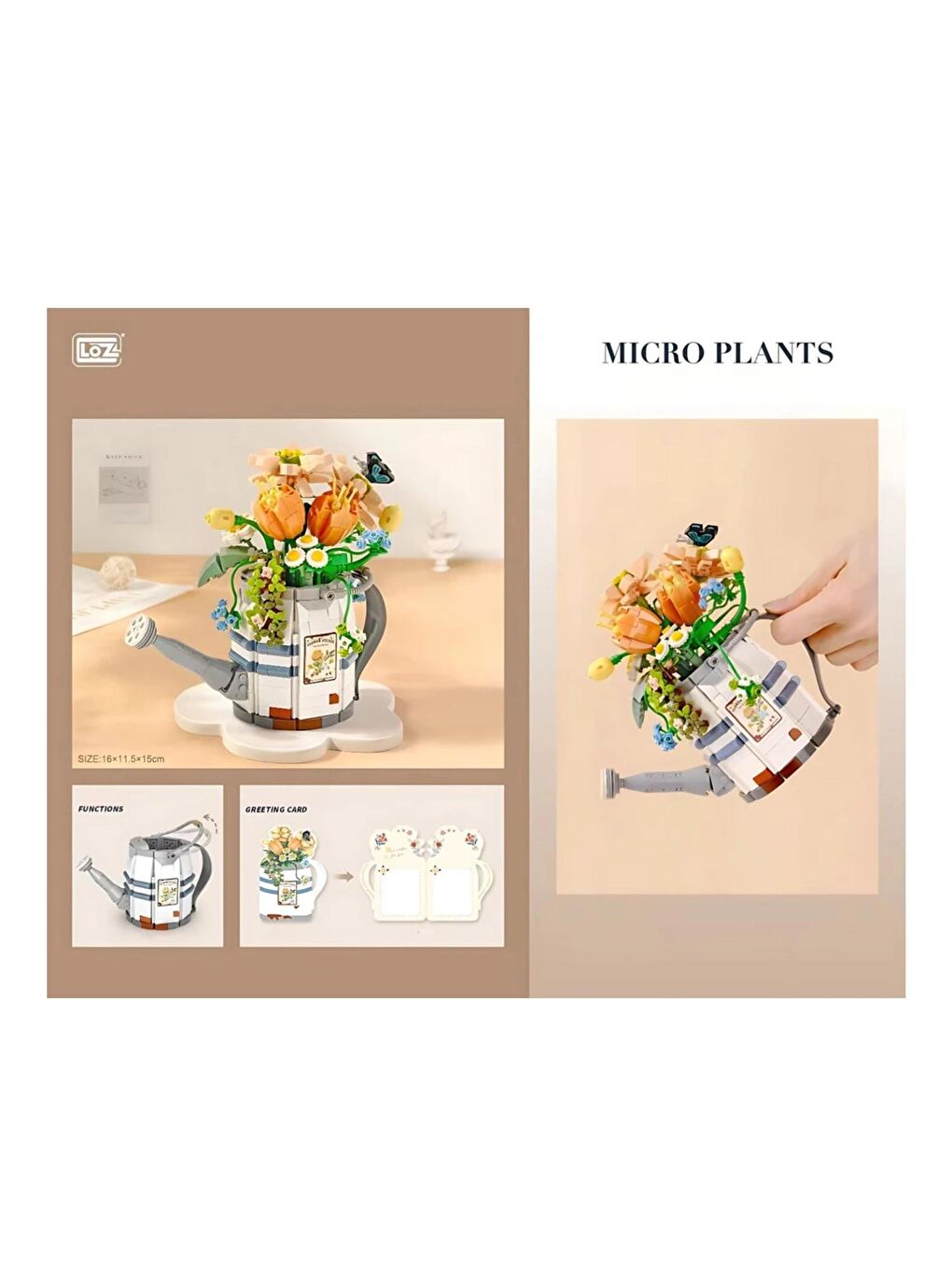 Loz Mini Sulama Kovası Saksıları ve Çiçekler Lego Block 973 Parça (LZ1936)-2