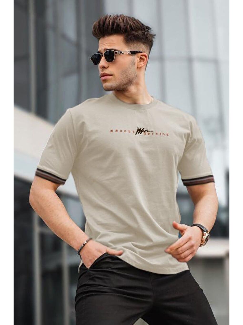 Bej Basic Erkek Tişört