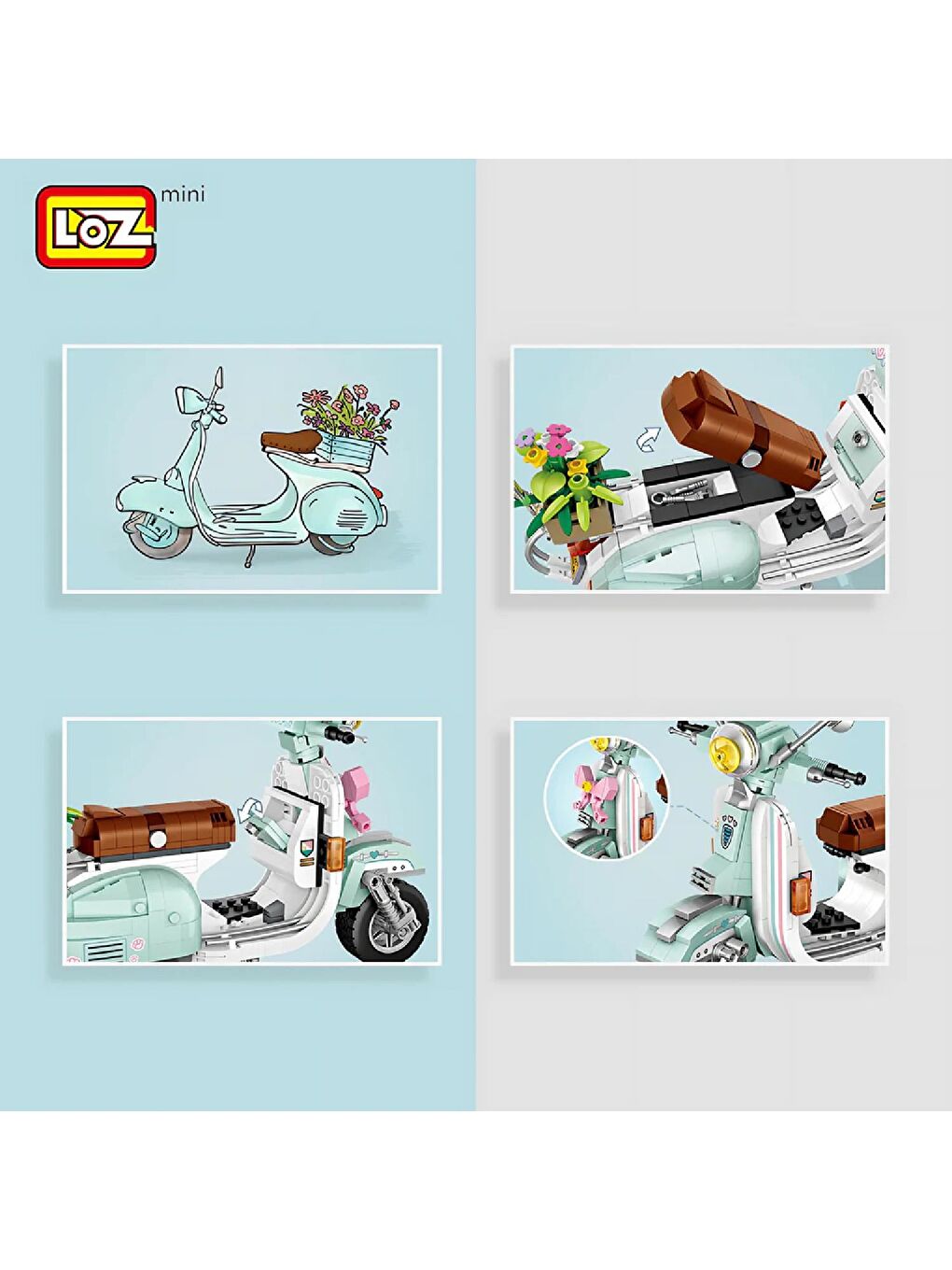 Loz Turkuaz Motosiklet Block Lego Yapı Oyuncağı 673 Parça (LZ1117)-3