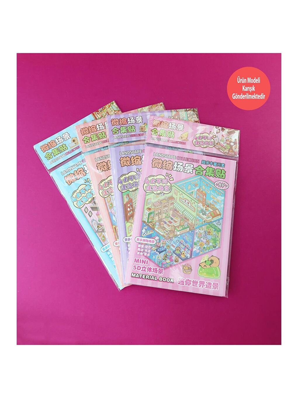 Dıy Kendin Yap 5D Sahne Sticker Seti – 8 Sayfa (4 Sahne + 4 Sticker)