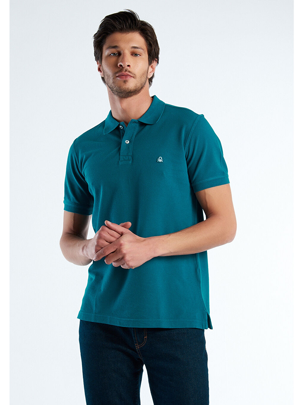 United Colors Of Benetton Erkek Petrol Yeşili Regular Fit Kısa Kollu Polo T-Shirt - 2