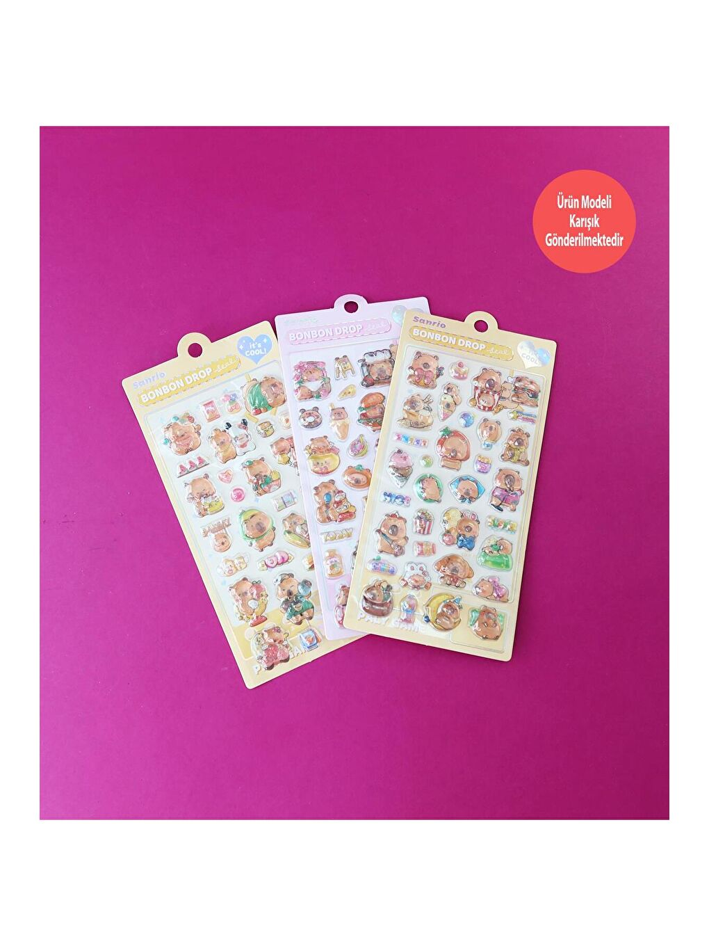 Bonbon Drop Kabartmalı Sticker – 1 Sayfa 3D Etiket
