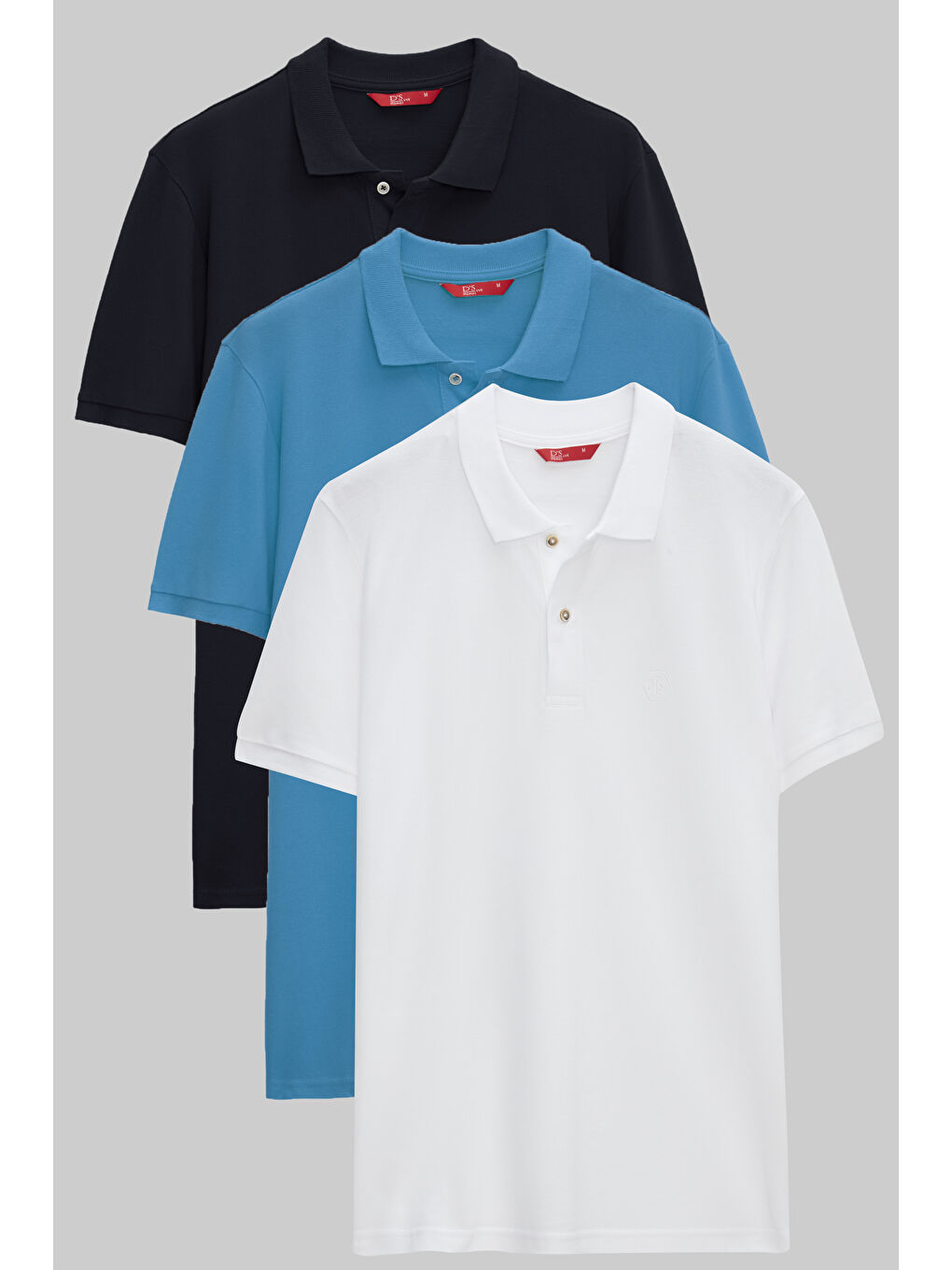 Regular Fit Lacivert/Turkuaz/Beyaz Pike Dokulu %100 Pamuk Polo Yaka T-Shirt