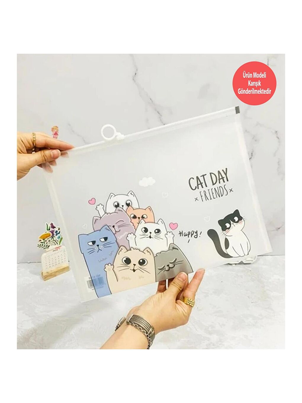 Day Friends Kedi Desenli A4 Şeffaf Dosya-4