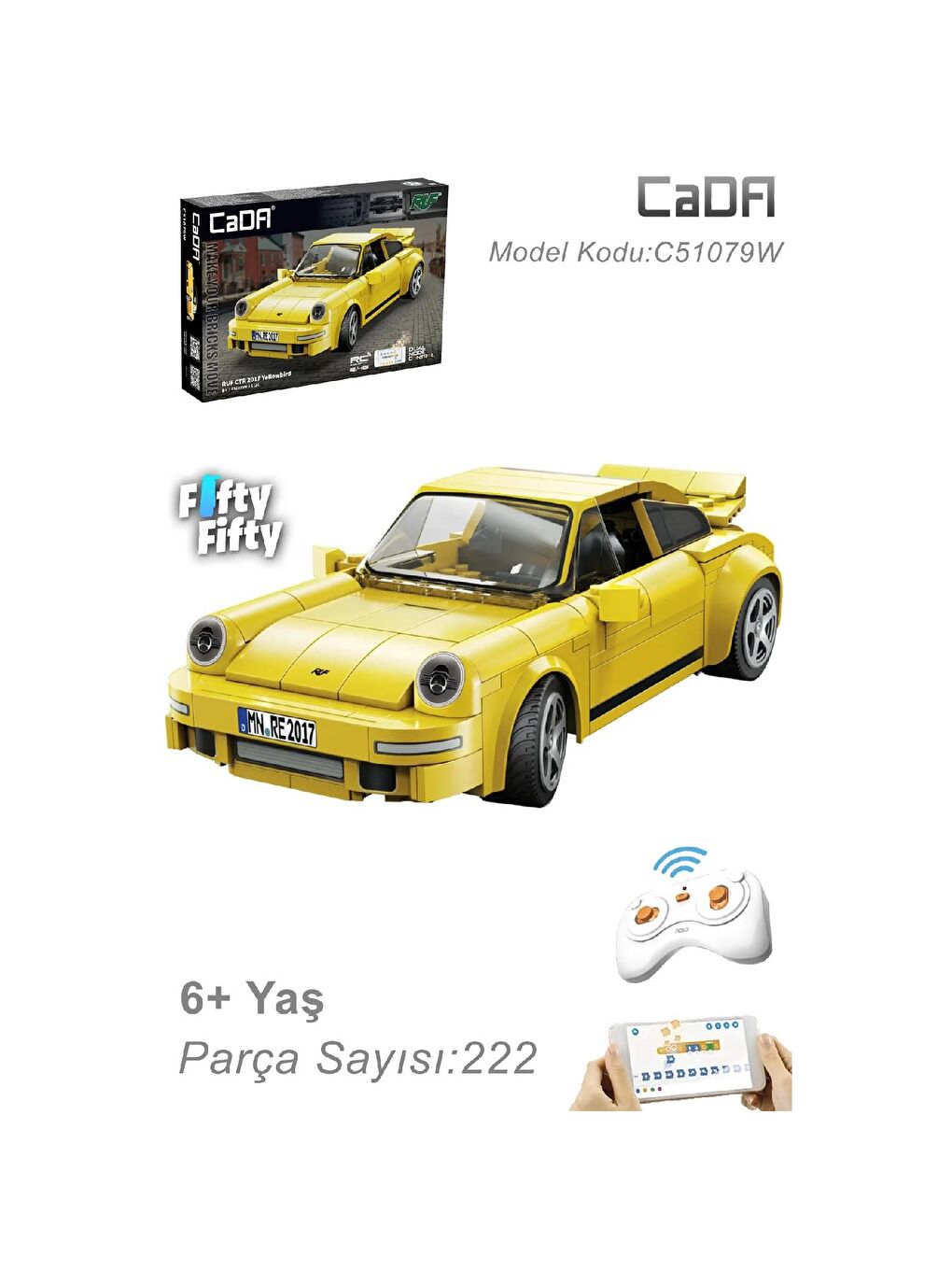 Cada Ruf CTR 2017 Model Yellowbird Block Lego Yapı Oyuncağı 222 Parça (C51079W)