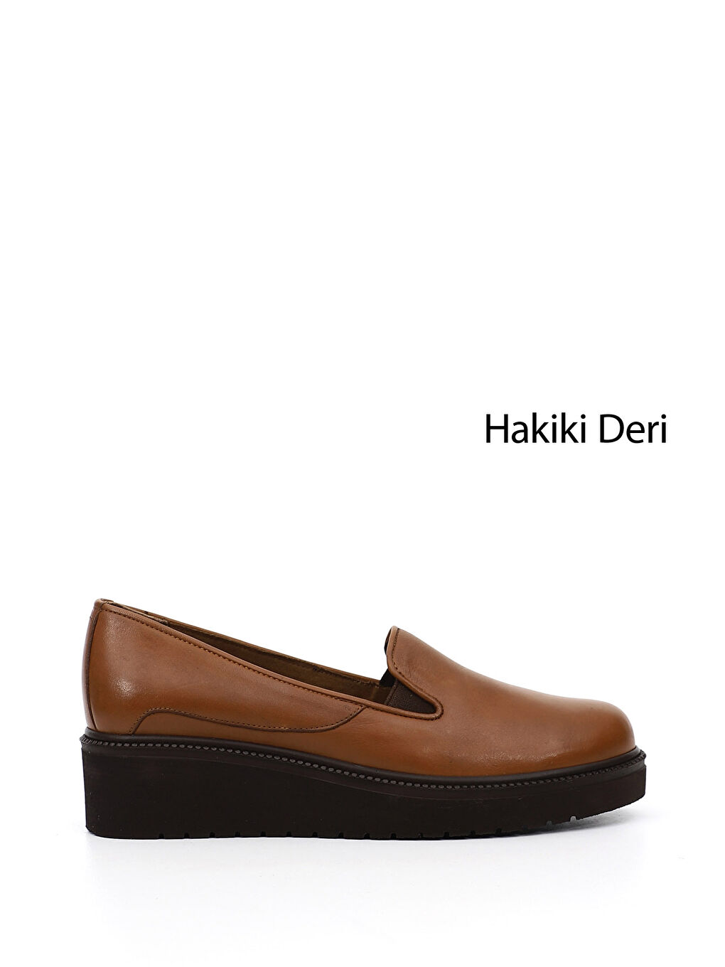Kahverengi Kadın KAHVERENGİ-TABA Dolgu Taban Hakiki Deri Ayakkabı