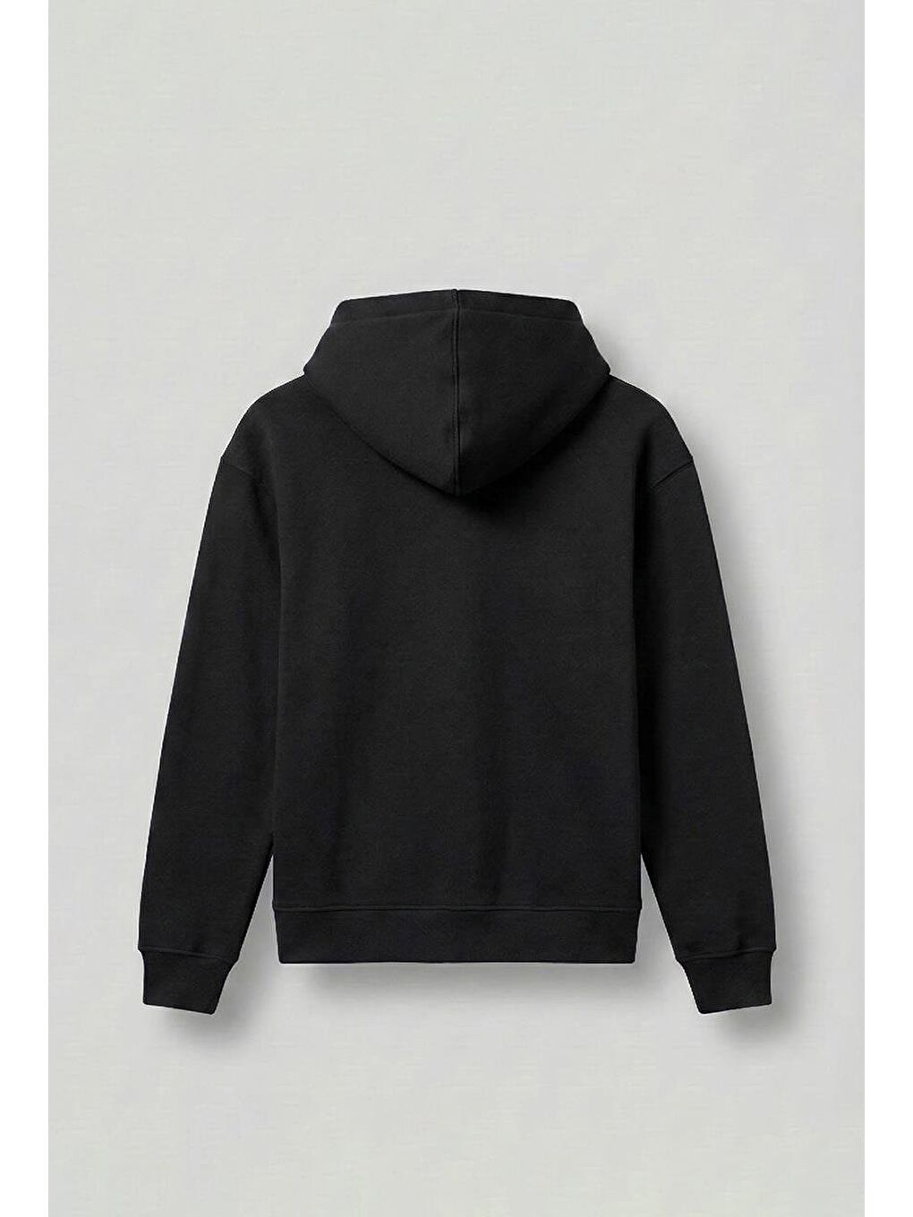 Erkek Kabartmalı Baskılı Kapüşonlu Hoodie Siyah-1