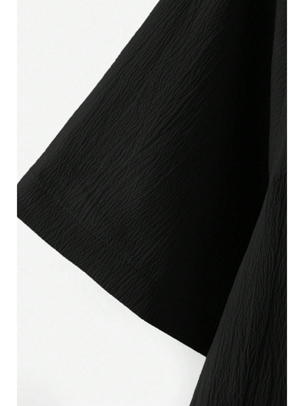 Siyah Yarım Regular Apaş Yaka Kısa Kol Müslin Kumaş Erkek Gömlek-2