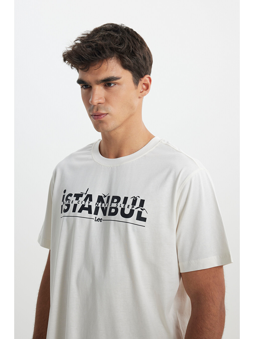 Regular Fit Normal Kesim Bisiklet Yaka %100 Pamuk Beyaz Tişört-2