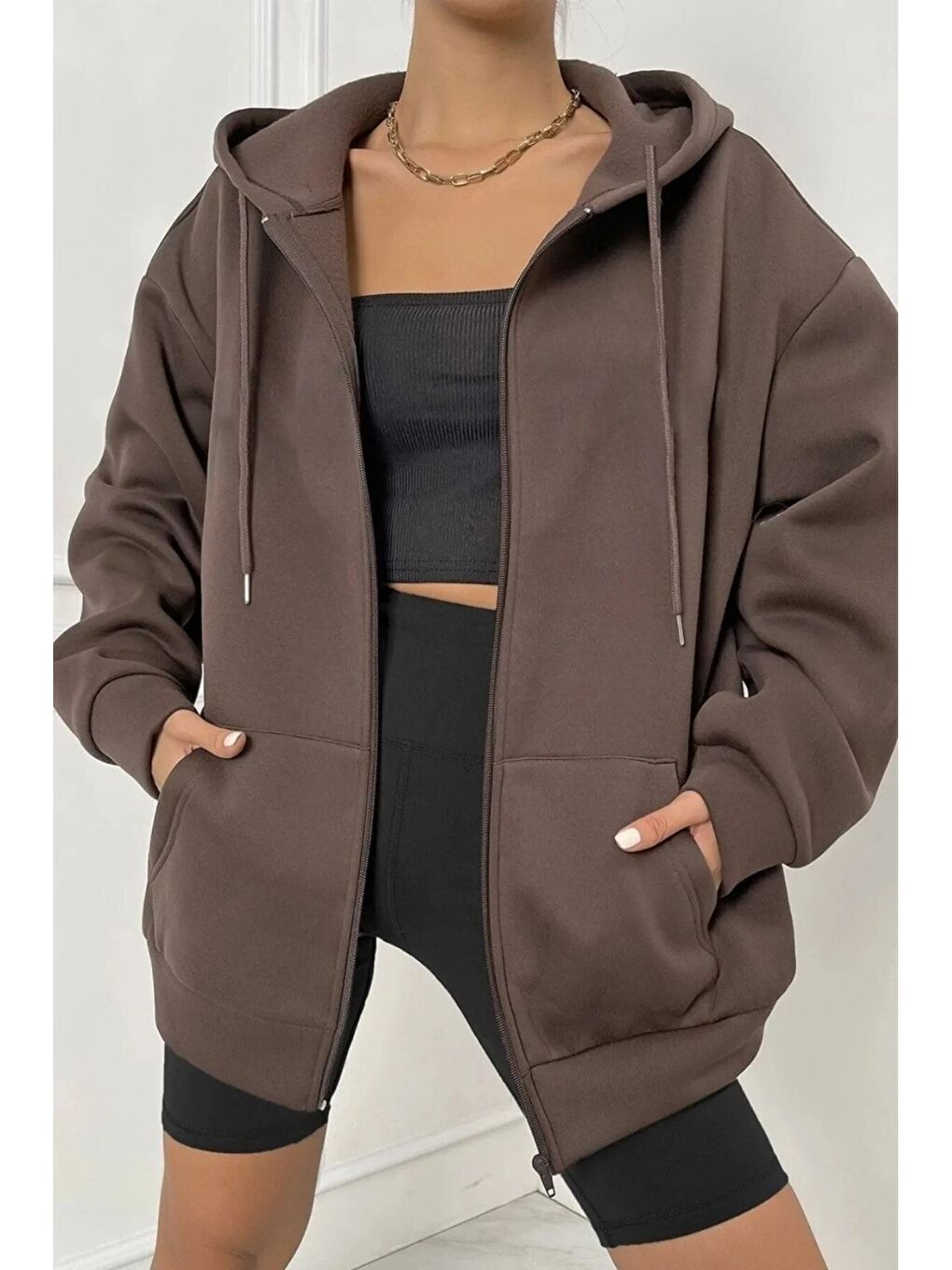 Kadın Kahverengi Oversize Hırka