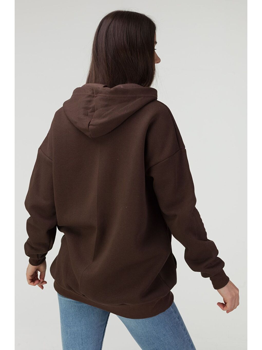 Kadın Kahverengi Oversize Hırka-1