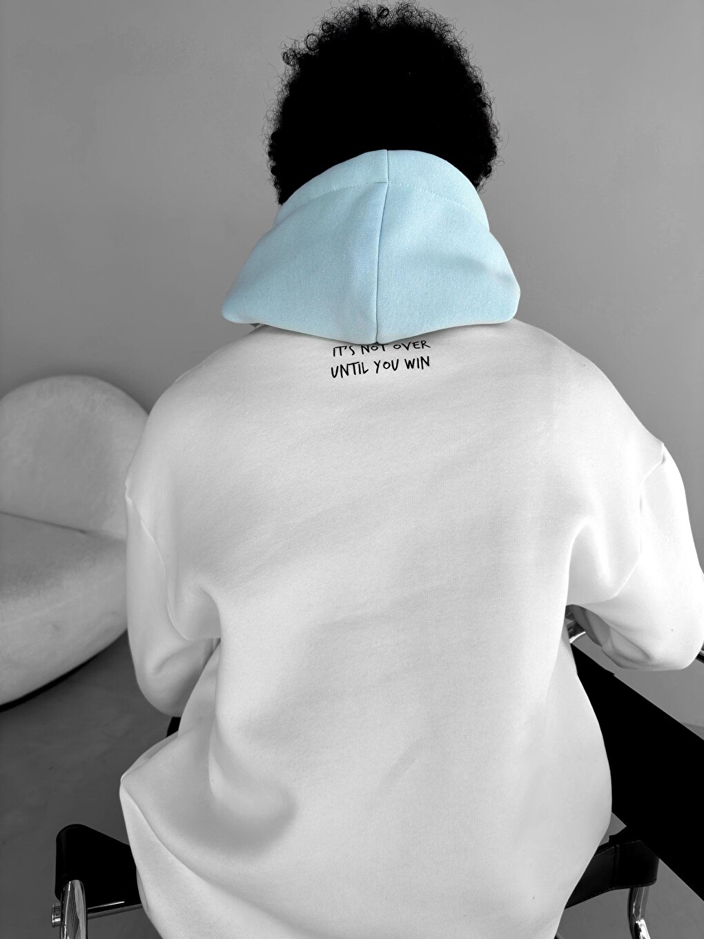 Erkek Oversize Çift Renkli Kapüşonlu Sweatshirt Bebek Mavi-1