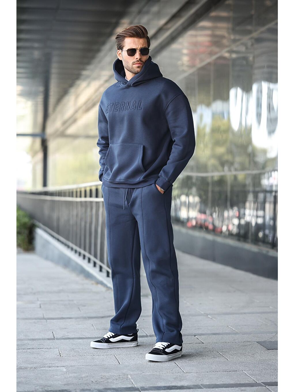 Lacivert Kapüşonlu Erkek Eşofman Takımı E7324