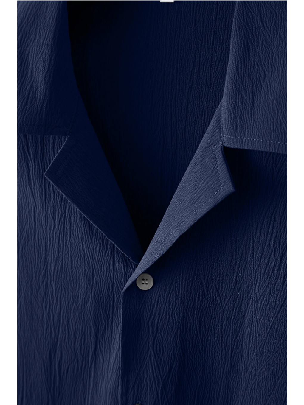 Lacivert Yarım Regular Apaş Yaka Kısa Kol Müslin Kumaş Erkek Gömlek-3