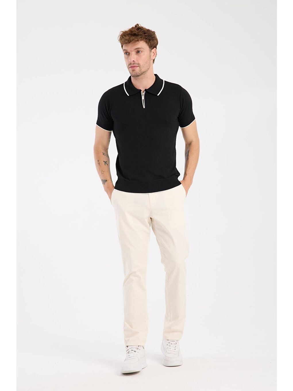Aclub Echo Örme Kumaş Viskon Karışımlı Slim Fit Lacivert Polo Yaka Erkek Düz Polo Shirt