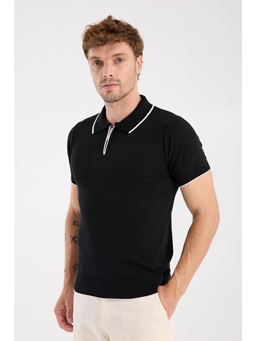 Aclub Echo Örme Kumaş Viskon Karışımlı Slim Fit Lacivert Polo Yaka Erkek Düz Polo Shirt-2