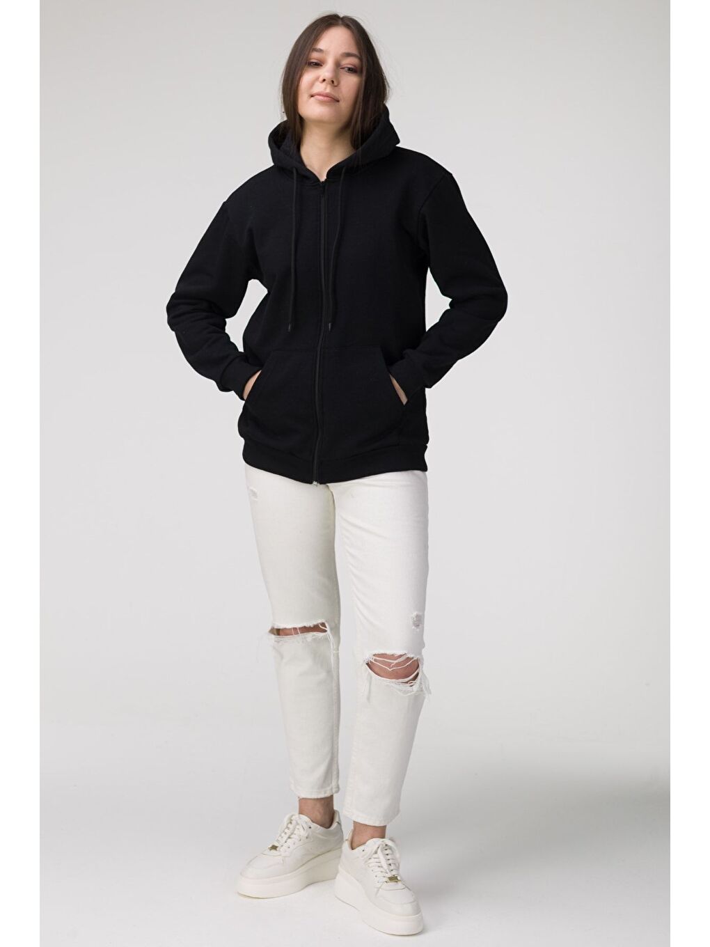 Kadın Siyah Oversize Hırka-1