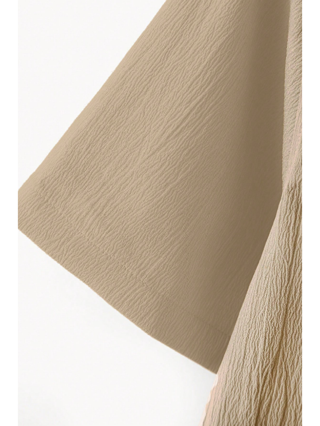 Bej Yarım Regular Apaş Yaka Kısa Kol Müslin Kumaş Erkek Gömlek-3