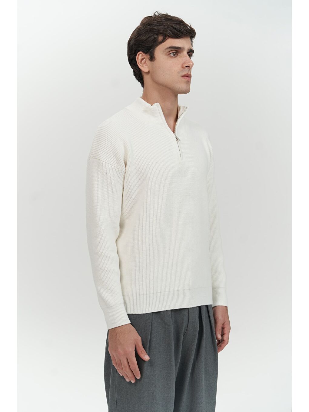 Mathis Ekru Balıkçı Yaka Erkek Triko Kazak-2