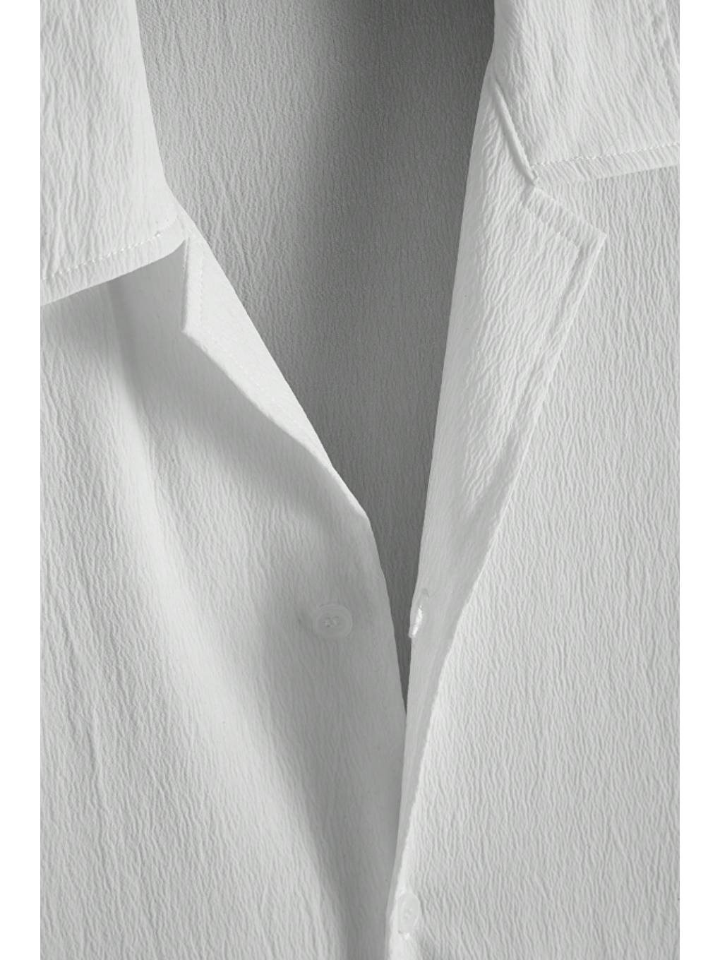 Beyaz Yarım Regular Apaş Yaka Kısa Kol Müslin Kumaş Erkek %100 Pamuk Gömlek-3