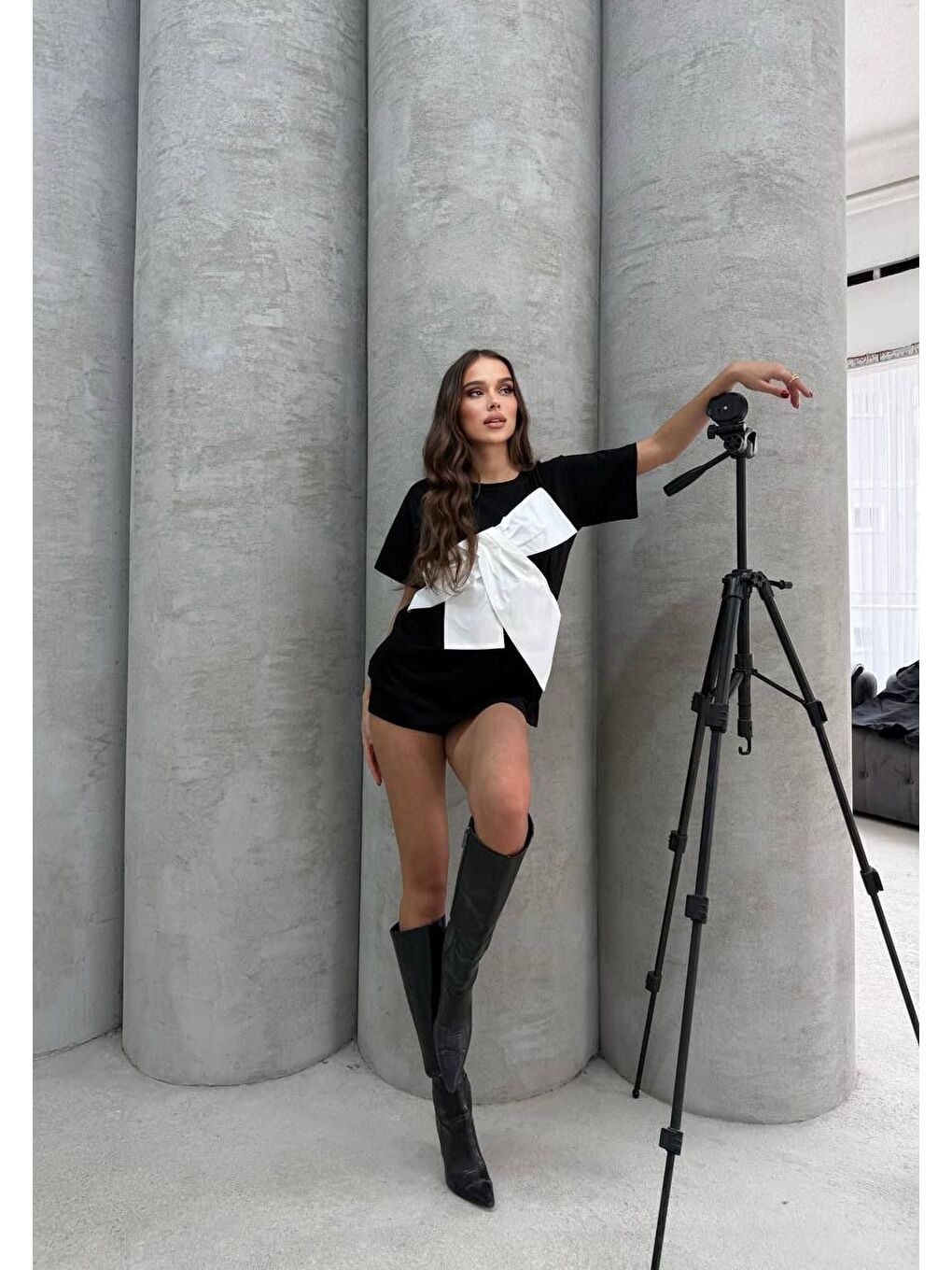 İthal Süprem Kumaş Tasarım T-Shirt Siyah-1