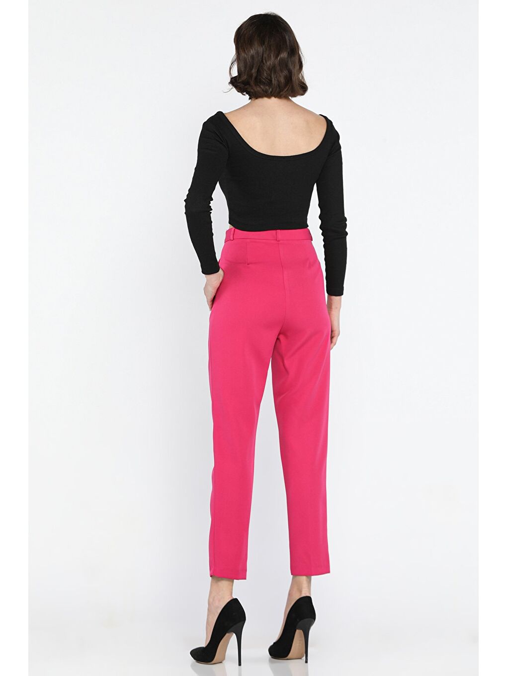Fuşya Kadın Kumaş Pantolon-2