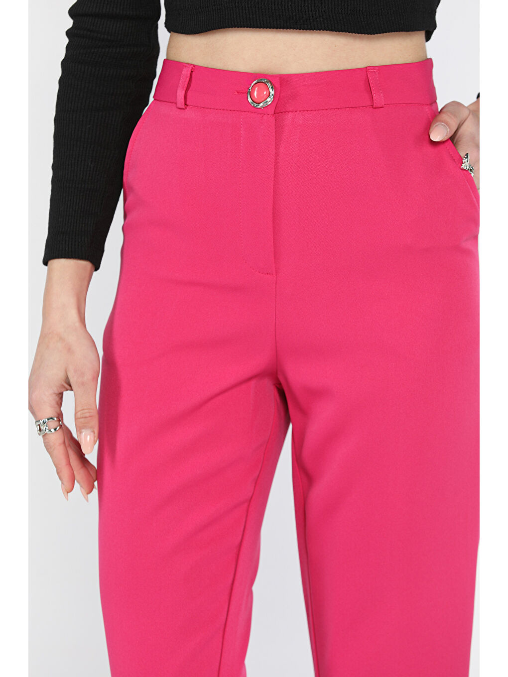 Fuşya Kadın Kumaş Pantolon-3