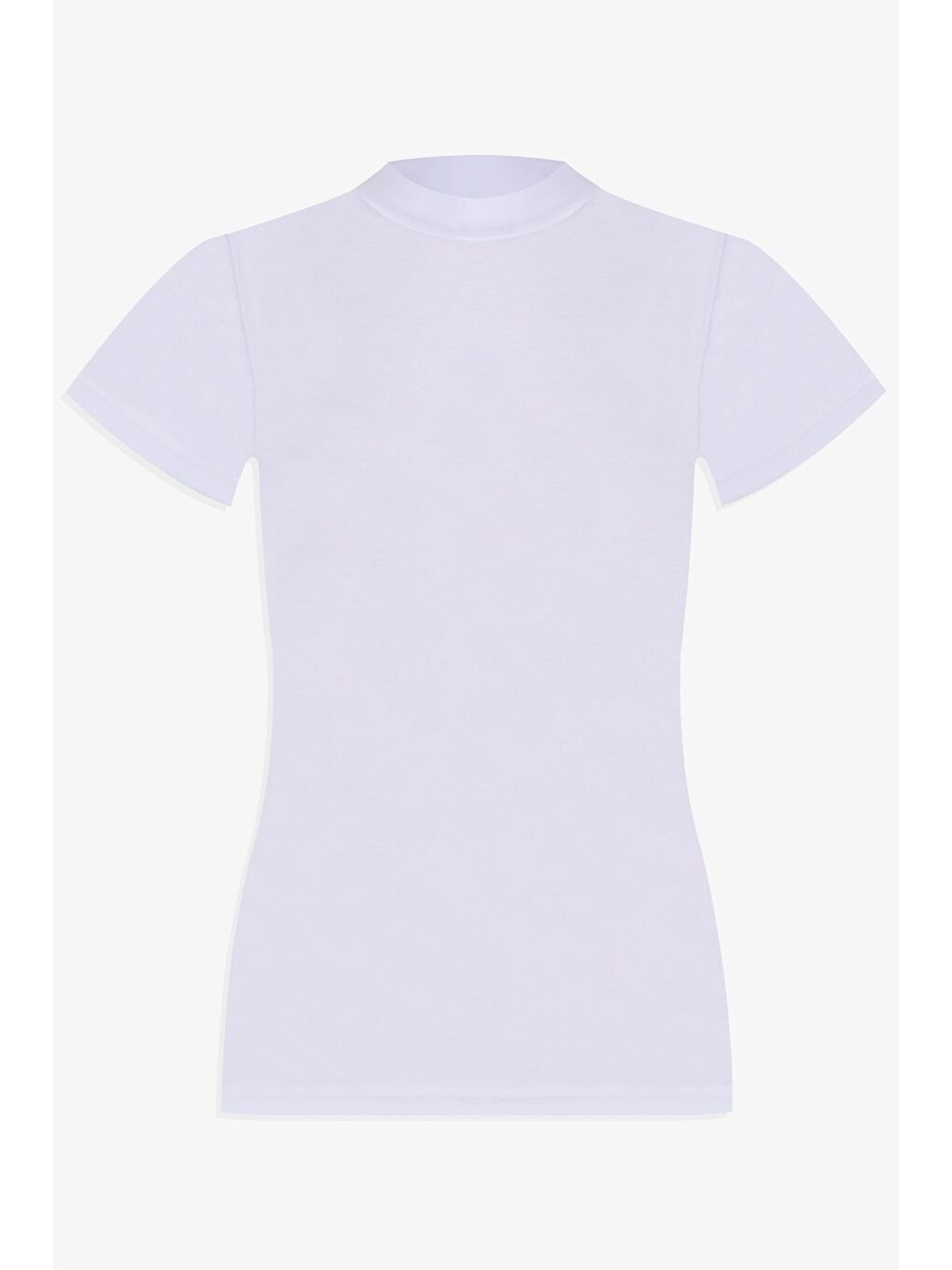 Beyaz Kadın Kısa Kollu Elastanlı Pamuklu Yarım Balıkçı Body