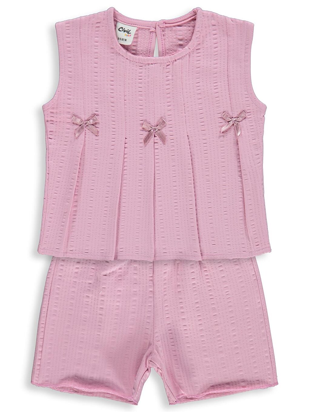 Baby Kurdelalı Şortlu 6-18 Ay Takım - Pembe