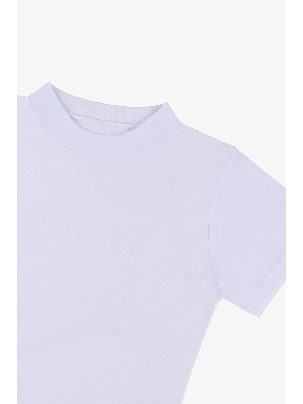 Beyaz Kadın Kısa Kollu Elastanlı Pamuklu Yarım Balıkçı Body-1