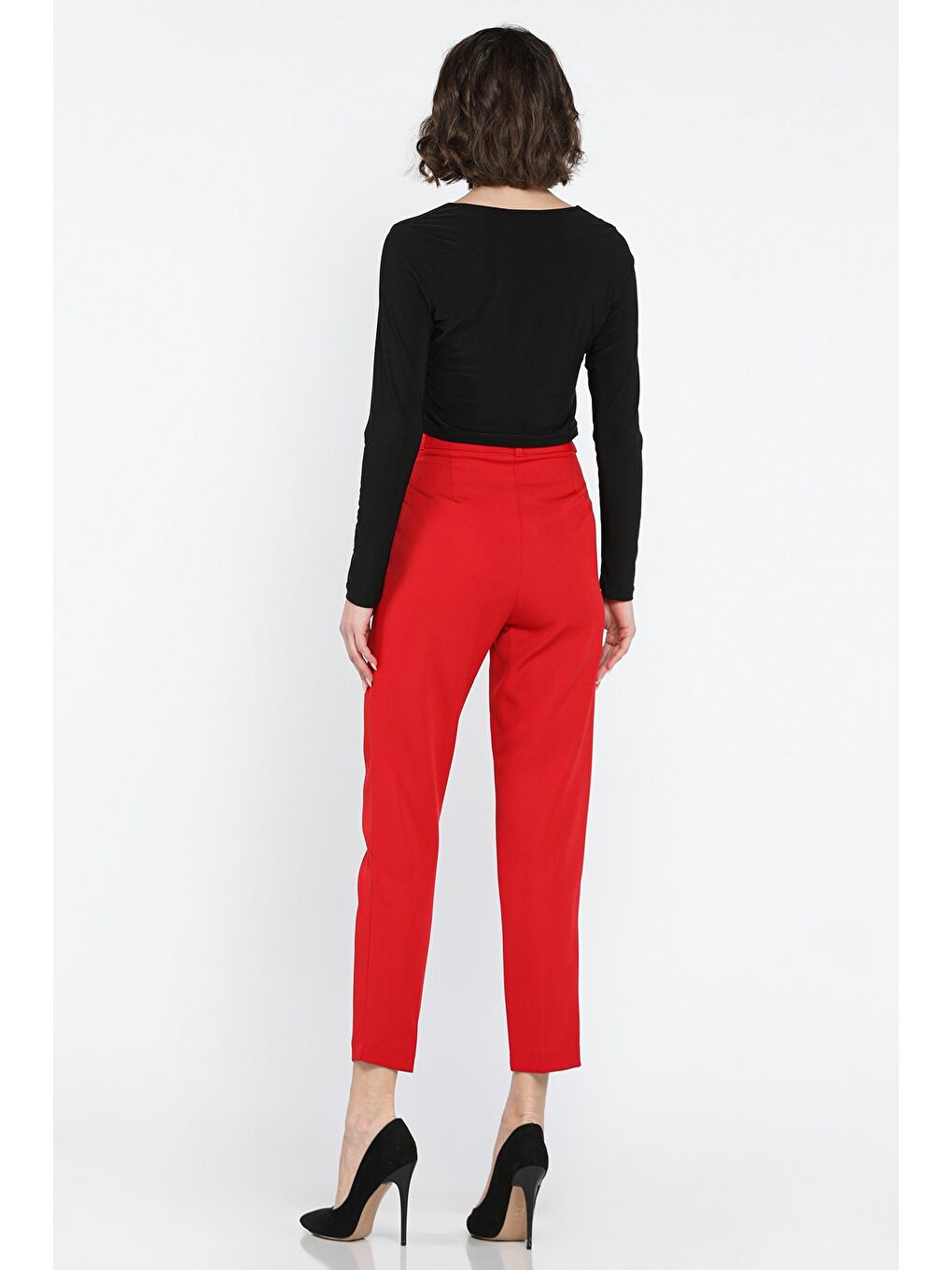 Kırmızı Kadın Kumaş Pantolon-2