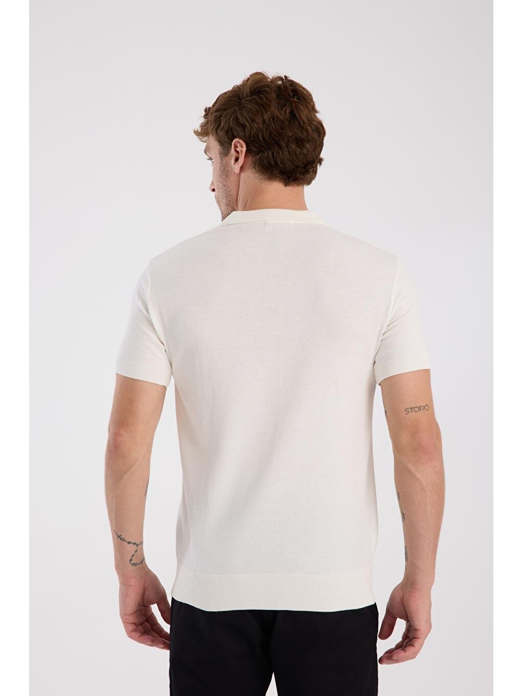 Aclub Alfa Örme Kumaş Viskon Karışımlı Slim Fit Ekru Polo Yaka Erkek Düz Polo Shirt-7