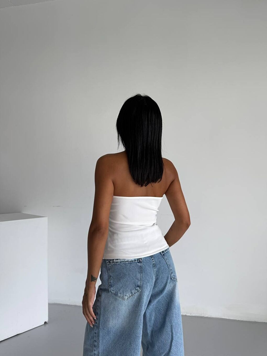 Omuz Toka Detay Bluz Beyaz-4