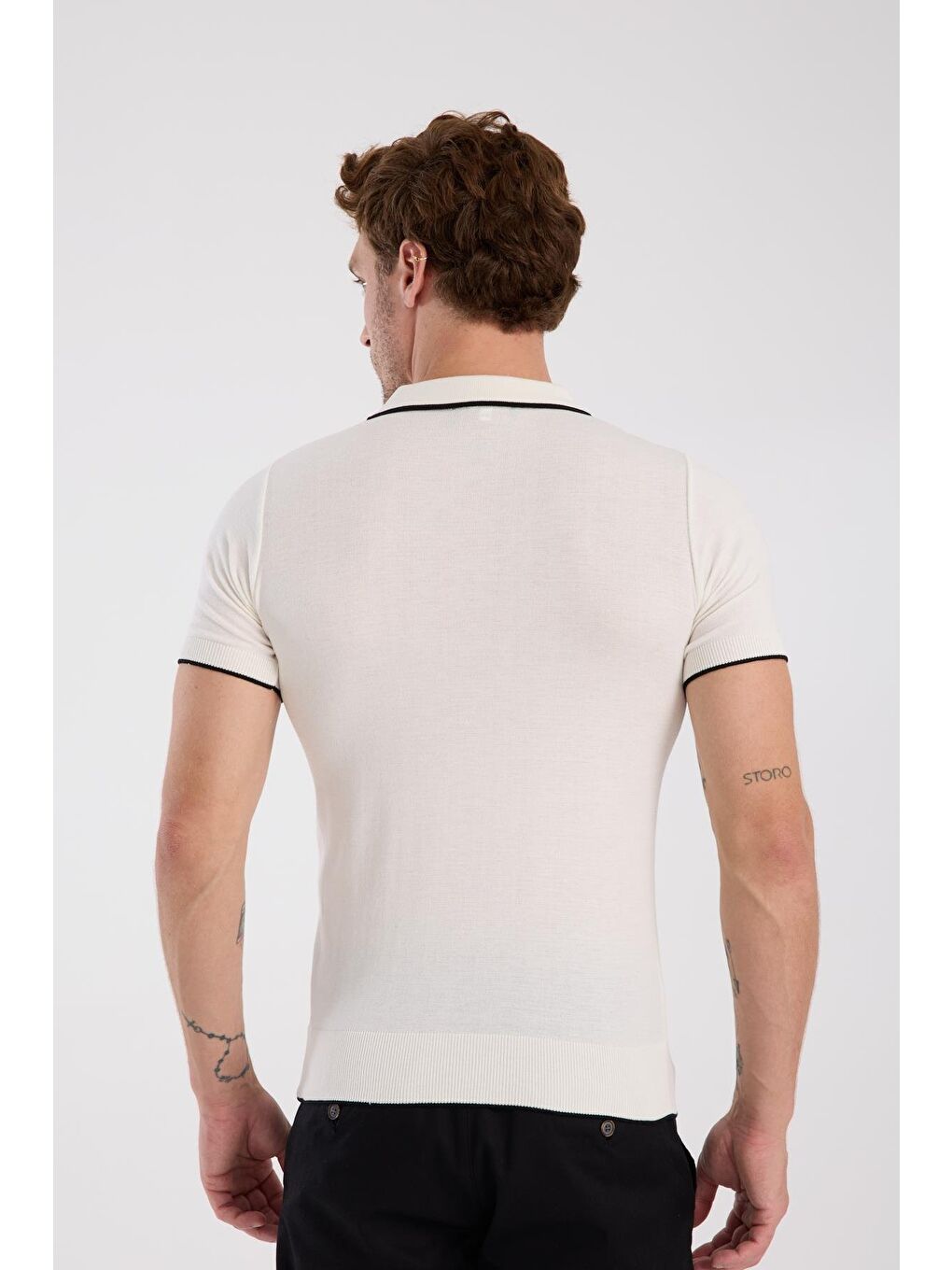 Aclub Echo Örme Kumaş Viskon Karışımlı Slim Fit Ekru Polo Yaka Erkek Düz Polo Shirt-6
