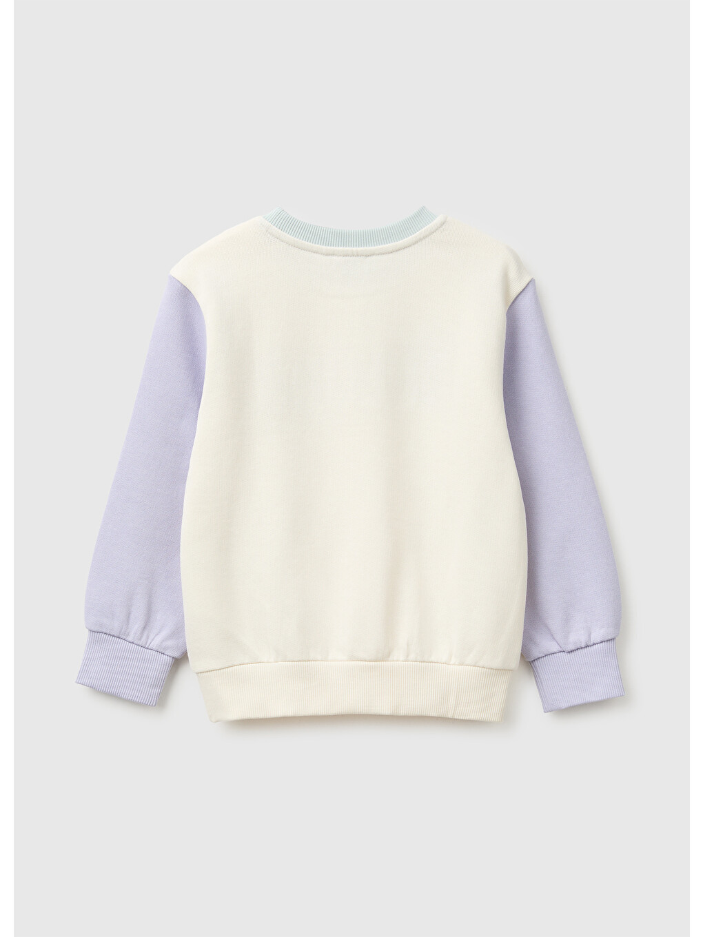 Ekru Kız Bebek Krem Önü İşlemeli Uzun Kollu Bisiklet Yaka Sweatshirt-1